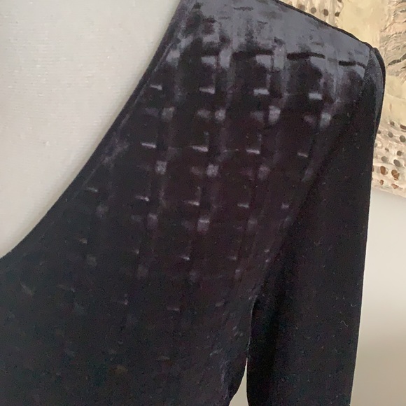 Vintage Black Velvet Like Long Sleeve Gown - Picture 3 of 12